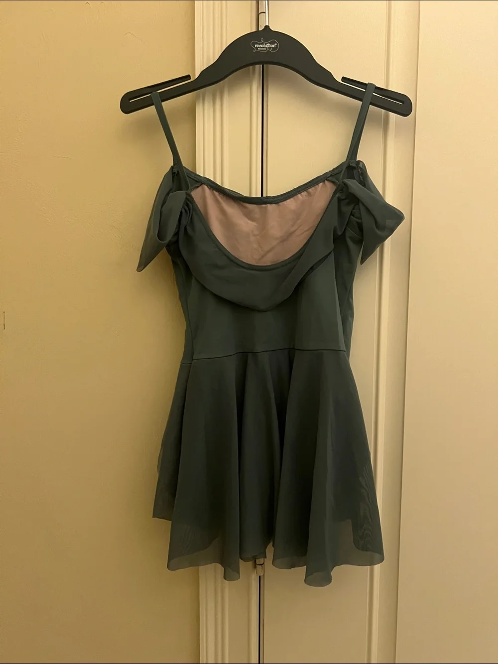 Weissman Green Ballet Dress with Cold-Shoulder Straps Sleeping Beauty